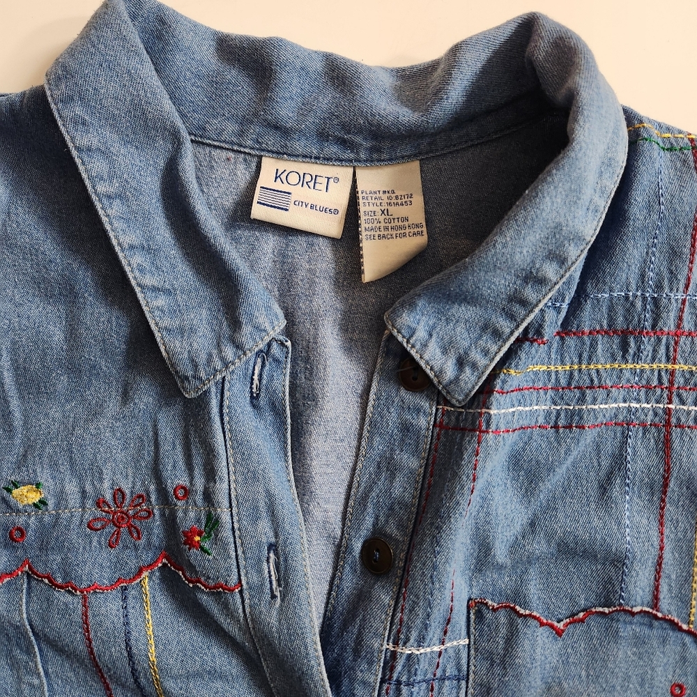 Koret Blue Denim Shirt with Colorful Embroidery - Picture 6 of 6